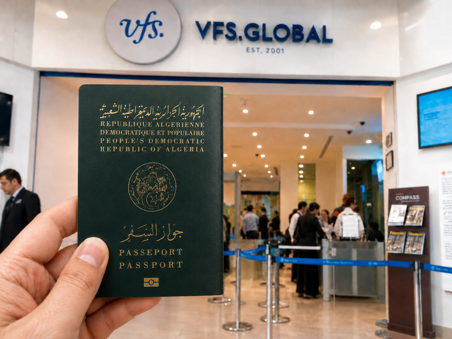Centre de demande de visa en Algérie, symbole de l’externalisation des rendez-vous et des services payants autour du visa Schengen.